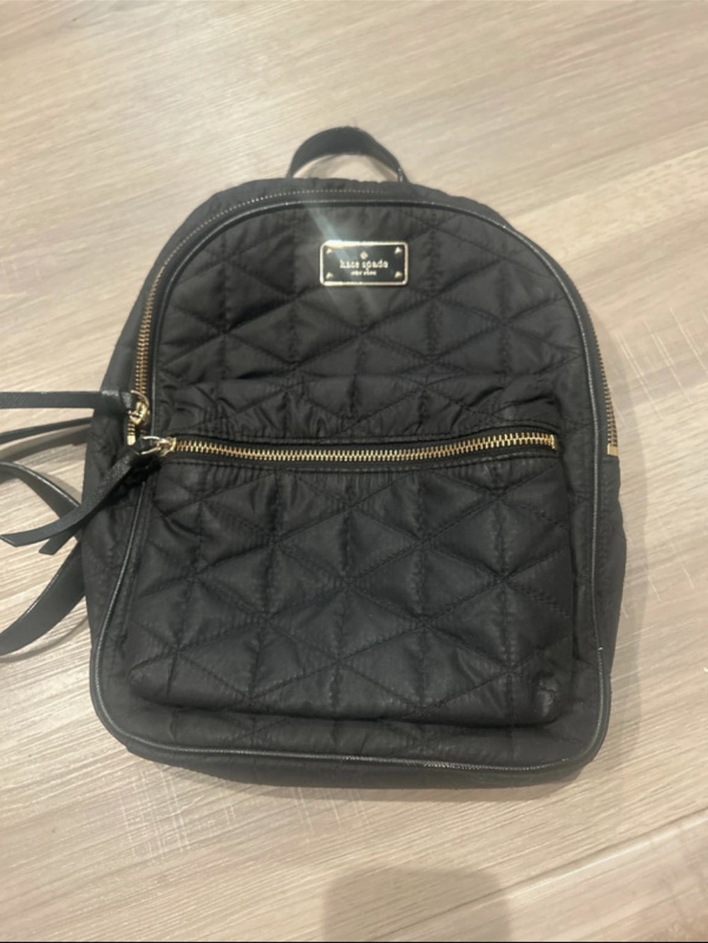 kate spade Black Quilted Mini Backpack with Gold Hardware